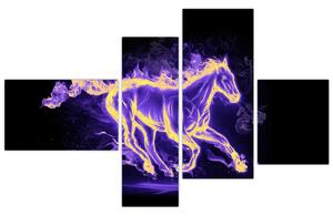 Abstraktný obraz horiaceho kone (Obraz 110x70cm)