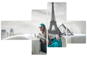 Obraz ženy u Eiffelovej veže (Obraz 110x70cm)