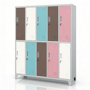 Skriňa BOZP odevná 10-dverová sivo-pastelová: BARTEK 1360 x 1720 x 450 mm