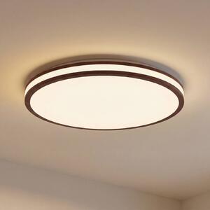 Stropné LED svetlo Lindby Emiva, Ø 50 cm, tmavé drevo,, Tmavé drevo, Obývacia izba / jedáleň, Drevo, Moderný, Závesné svietidlo