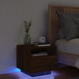 Nočný stolík s LED svetlami hnedý dub 40x39x37 cm