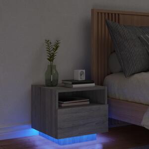 Nočný stolík s LED svetlami sivý sonoma 40x39x37 cm