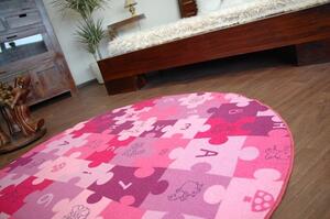 Dywany Lusczow Detský guľatý koberec PUZZLE fialový