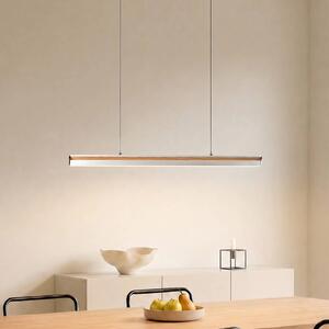 Lucande LED závesné svietidlo Lutana, ružovo-zlatá/drevená farba, 101 cm, Svetlé drevo, Obývacia izba / jedáleň, kov, Moderný, Závesné svietidlo