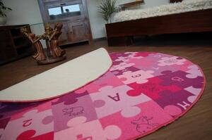 Dywany Lusczow Detský guľatý koberec PUZZLE fialový