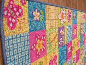 Dywany Lusczow Detský koberec Butterfly & Flowers ružový