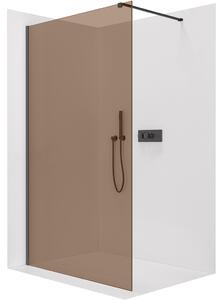 CERANO - Sprchová zástena Walk-in Onyx Cube Ľ/P - 8 mm - hranatá vzpera - čierna matná, bronzové sklo - 60x200 cm