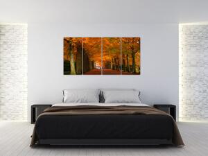 Obraz cesty lesom na jeseň (Obraz 160x80cm)