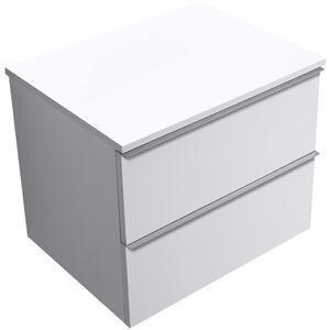 CERANO - Kúpeľňová skrinka Velora - biela matná, úchytka chrómová + doska z lit. mramoru Elanys - 12 mm - biela matná - 70x54,2x46,5 cm