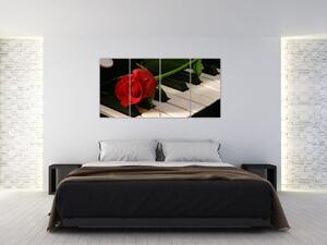 Obraz ruže na klavíri (Obraz 160x80cm)
