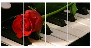 Obraz ruže na klavíri (Obraz 160x80cm)