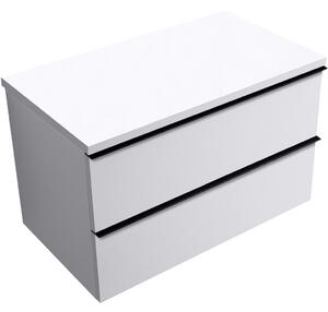 CERANO - Kúpeľňová skrinka Velora - biela matná, úchytka čierna + doska pod umývadlo Navira Pro - 36 mm - 80x56,6x46,5 cm