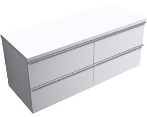 CERANO - Kúpeľňová skrinka Velora - biela matná, úchytka chrómová + doska pod umývadlo Navira Pro - 36 mm - 120x56,6x46,5 cm