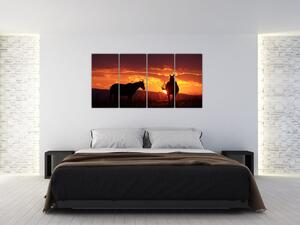 Obraz - kone pri západe slnka (Obraz 160x80cm)