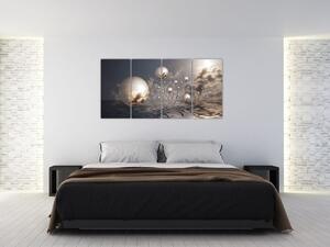 Abstraktné obraz - šedej gule (Obraz 160x80cm)
