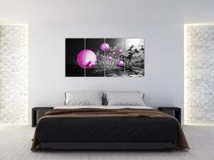 Abstraktný obraz - fialové gule (Obraz 160x80cm)