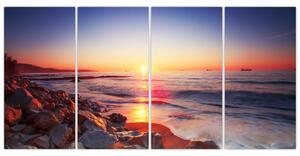 Moderný obraz - západ slnka nad morom (Obraz 160x80cm)