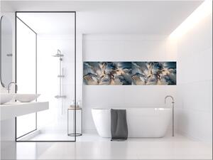 Sklo do kuchyne luxusná modro šedá atramentová maľba - 55 x 55 cm