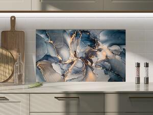 Sklo do kuchyne luxusná modro šedá atramentová maľba - 55 x 55 cm