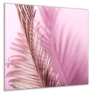 Copy of Ochranná doska ružový podklad a zlaté listy palmy - 50 x 50 cm
