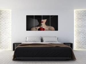 Moderný obraz - žena s ruží (Obraz 160x80cm)