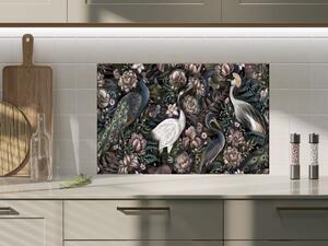 Sklo do kuchyne nástenná maľba kráľovskí vtáci - 30 x 60 cm