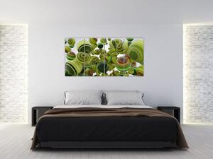 Abstraktný obraz - zelené gule (Obraz 160x80cm)