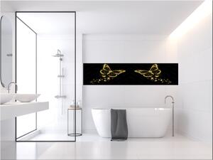 Sklo do kuchyne luxusný zlatý motýľ a žiara srdiečok - 55 x 55 cm