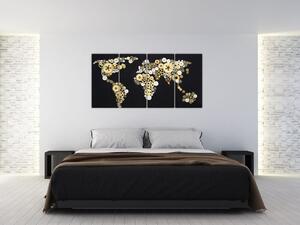 Mapa sveta z ozubených kolies - obraz na stenu (Obraz 160x80cm)