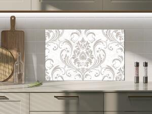 Sklo do kuchyne šedý ornament damaškový vzor - 30 x 60 cm