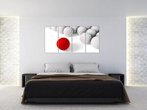 Červená guľa medzi bielymi - abstraktný obraz (Obraz 160x80cm)