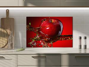 Sklo do kuchyne červené jablko vo vode - 55 x 55 cm
