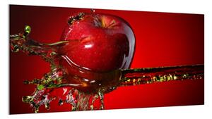 Sklo do kuchyne červené jablko vo vode - 30 x 60 cm
