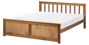 Posteľ hnedá borovicové drevo MDF 120 x 200 cm s čelom minimalistický štýl spálňa