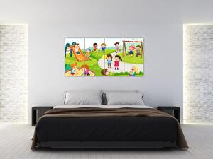 Detský obraz - deti na ihrisku (Obraz 160x80cm)