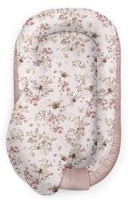 Detské hniezdo zamat + bavlna, Cherry light - sepia rose