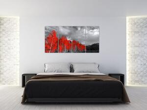 Červený les - moderný obraz (Obraz 160x80cm)