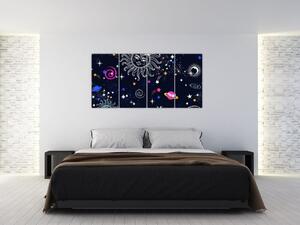 Detský obraz - nočná obloha (Obraz 160x80cm)