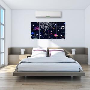 Detský obraz - nočná obloha (Obraz 160x80cm)