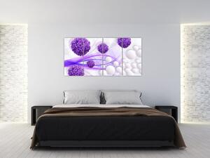 Obraz fialových kvetov a bielych gulí (Obraz 160x80cm)