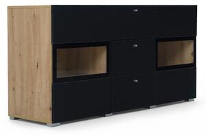 Komoda Baros 26 132 cm so zásuvkami - dub artisan / čierny mat