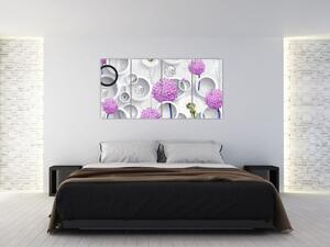 Moderný obraz ružových kvetov (Obraz 160x80cm)
