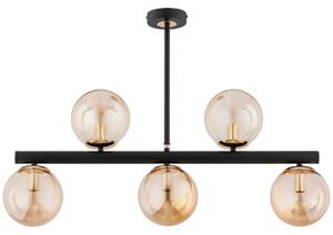 Luster na tyči TUKANE 5xE14/10W/230V čierna/zlatá