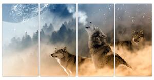 Obraz - vyjící vlci (Obraz 160x80cm)