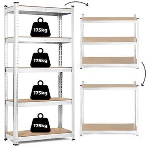Skladový regál 180x90x40 cm, pozinkovaný kov, 5 políc, nosnosť 875 kg, ModernHome