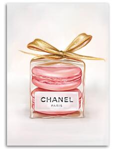 Obraz na plátne Flakón na parfém Chanel a makrónky Rozmery: 40 x 60 cm