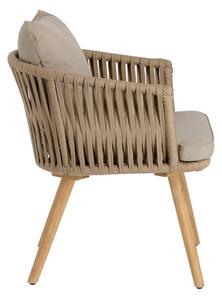 Záhradné stoličky z akáciového dreva s béžovým polstrovaním Kave Home Hemilce