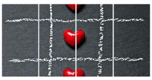 Šachovnica s červenými srdci (Obraz 160x80cm)