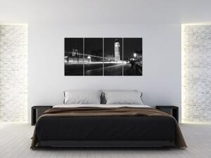 Čiernobiely obraz Londýna - Big ben (Obraz 160x80cm)