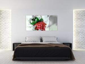 Obraz jahody v jogurte (Obraz 160x80cm)